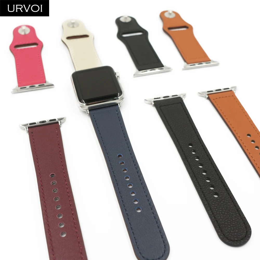 URVOI ремешок для apple watch series 5 4 3 21 спортивный дизайн настоящий Свифт кожаный ремешок для iWatch на запястье Булавка И Застежка ручной работы