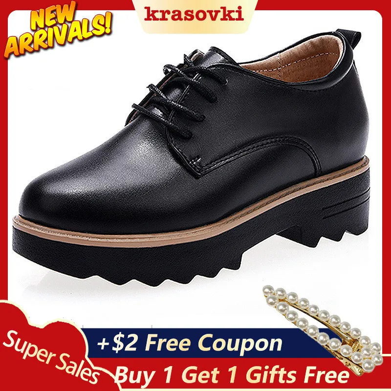 Krasovki Oxfords Shoes Women Spring Autumn Thick Bottom Fashion Breathable Dropshipping Muffin Bottom Casual Causal Women Shoes