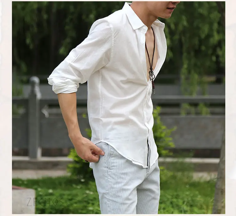 Camisa de linho branco masculina