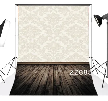 

Wooden Floor Retro Damask Wall Polyester Backdrop Background Photography Studio Props Photographic Seamless Washable No Crease