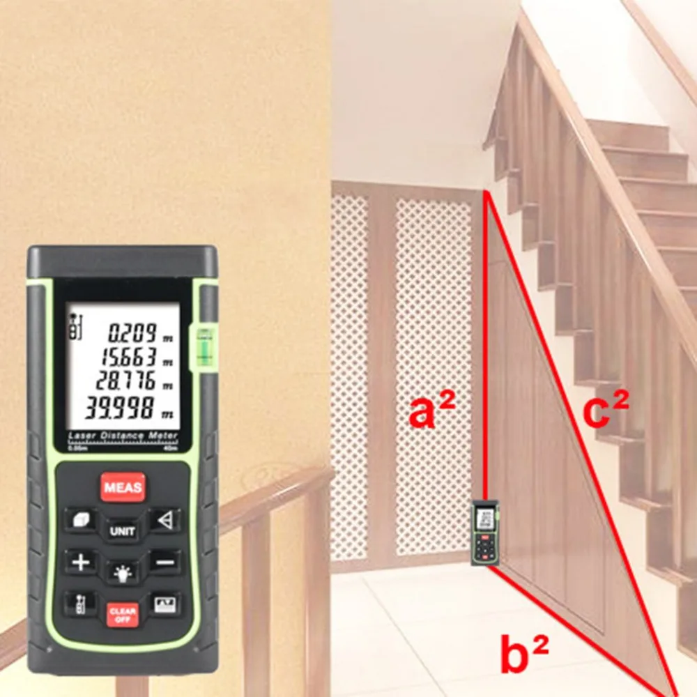 

40M Laser Point Distance Meter Area Measurement Volume Measuring Device Digital Range Finder Quality