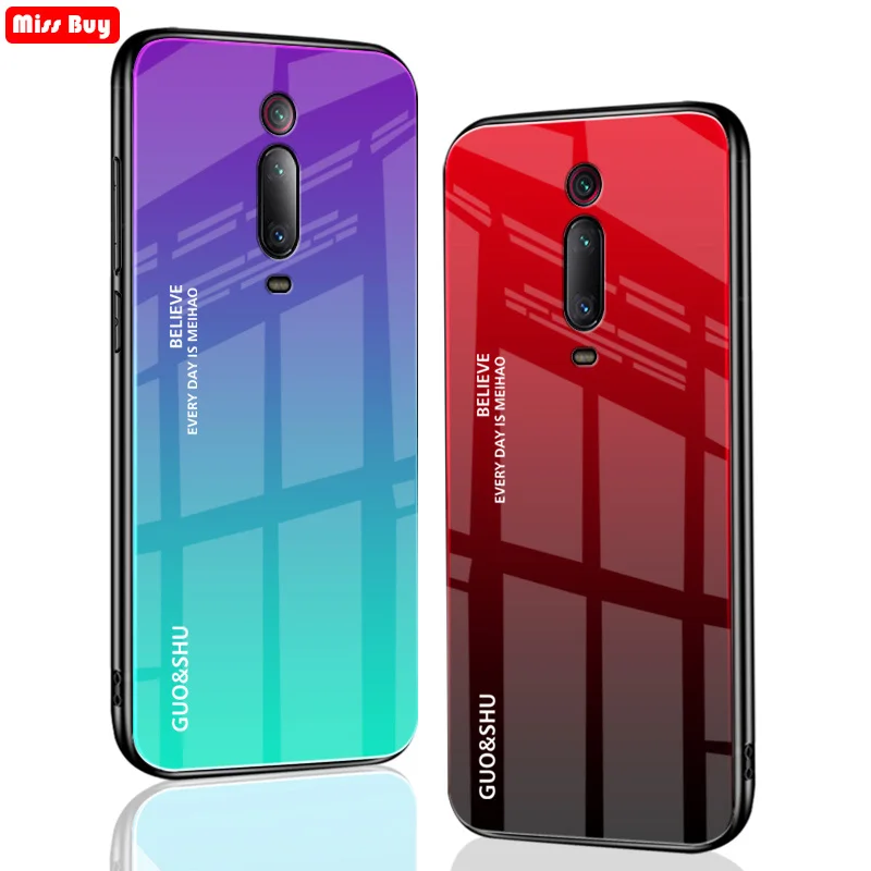 

Luxury Gradient Tempered Glass Phone Cases For Xiaomi Redmi K20 Pro Note 7 6 6A Case Cover for Xiaomi mi 8 9 SE A2 Lite Fundas