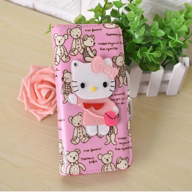 Kawaii волшебный милый короткий длинный зеркальный кошелек Hello Kitty для женщин