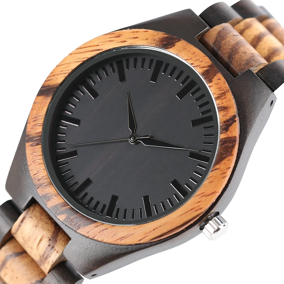 Creative Wooden Stripe Dial Watch Trendy Mens Handmade Bamboo Analog Sport Clock Nature Full Wood Strap Cool Women Wrist Watch 2017 (3)