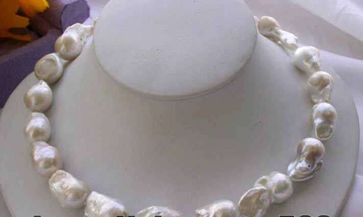 

FREE shipping>>>>z2927 HUGE 25mm white baroque keshi reborn pearl necklace