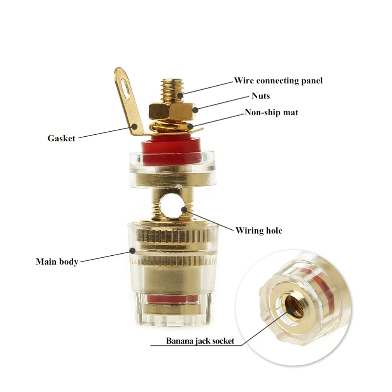

1 Pair 4mm Binding Post Terminal Speaker Test Banana Plug Socket Connector Amplifier Speaker G07 Great Value April 4