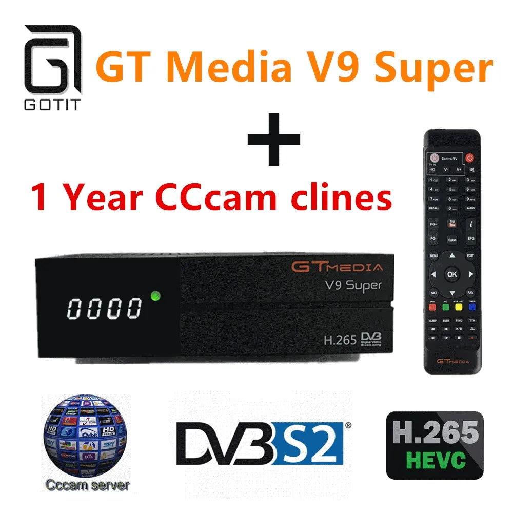 

Gotit V9 Super DVB-S2 H.265 built-in WIFi Satellite receiver digital+1 Year Europe Spain CCcam TV Box Newest version of V8 Super