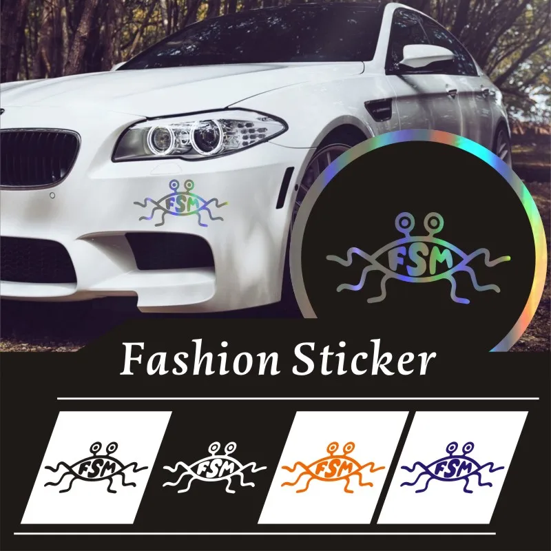

3D Car sticker FSM Flying Spaghetti Monster Funny Window Decal waterproof Vinyl Custom car sticker Black/Silver/lase