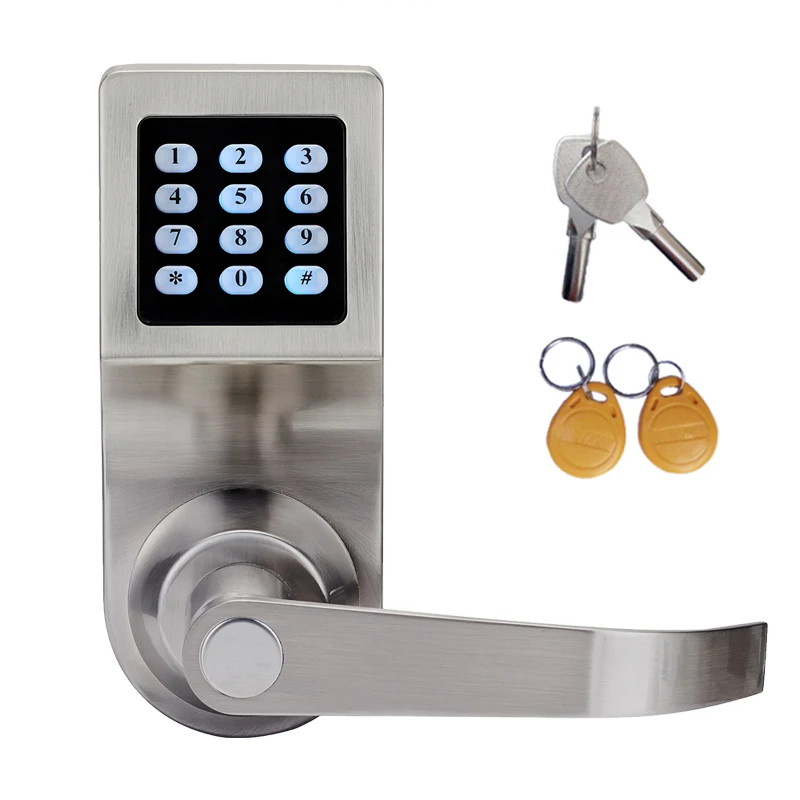 L&S Electronic Smart Door Lock Digital Code Password + Card + 2 Keys Stainless Steel Single