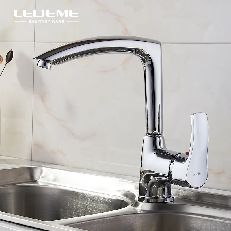 

LEDEME New Sqaure Kitchen Basin Faucet One-Handle Bar Hot and Cold Water Tap Mixer For Kitchen Bathroom, Copper L4064