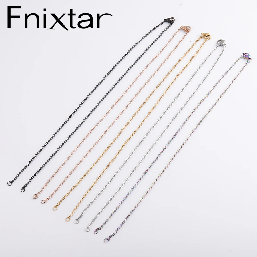 

Fnixtar 2mm Thickness DIY Cable Chains Neckalce Stainless Steel Chain Neckalce For Hadmade Making 45cm 10pcs/lot