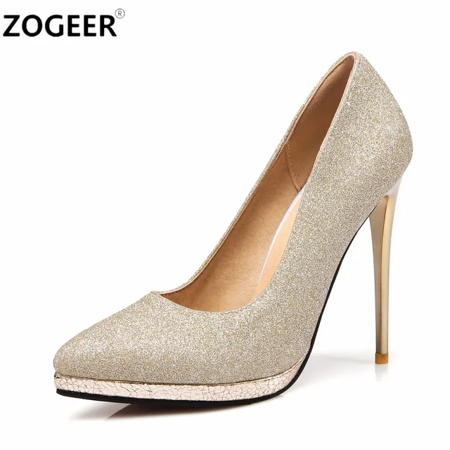Zogeer Plus Size 45 High Heels Women Pumps Fashion Gold Silver Zogeer Plus Size 45 High Heels Women Pumps Fashion Gold Silver Wedding Shoes Woman Office Dress