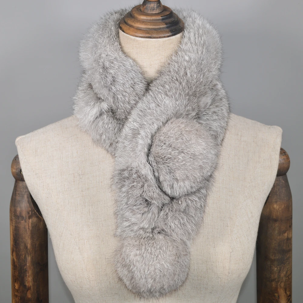 Женский шарф из натурального кроличьего меха, натуральный мех кролика, теплый мягкий шейный платок, модный шарф ручной работы из натурального кроличьего меха