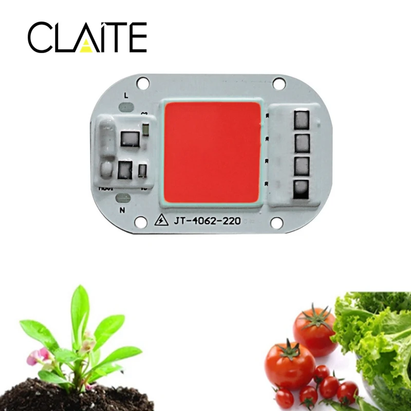

CLAITE AC160-260V 20W 30W 50W Full Spectrum COB LED Grow Light Chip 380-840nm Grow lamp For Indoor Plant Flower