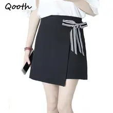 Qooth Preppy Style Mini Skirt Women Lace Up Bow Elegant Work Skort 2018 Spring Summer New Brief High Waist White Skirt 2XL QH989 Qooth Preppy Style Mini Skirt Women Lace Up Bow Elegant Work Skort 2018 Spring Summer New Brief High Waist White Skirt 2XL QH989