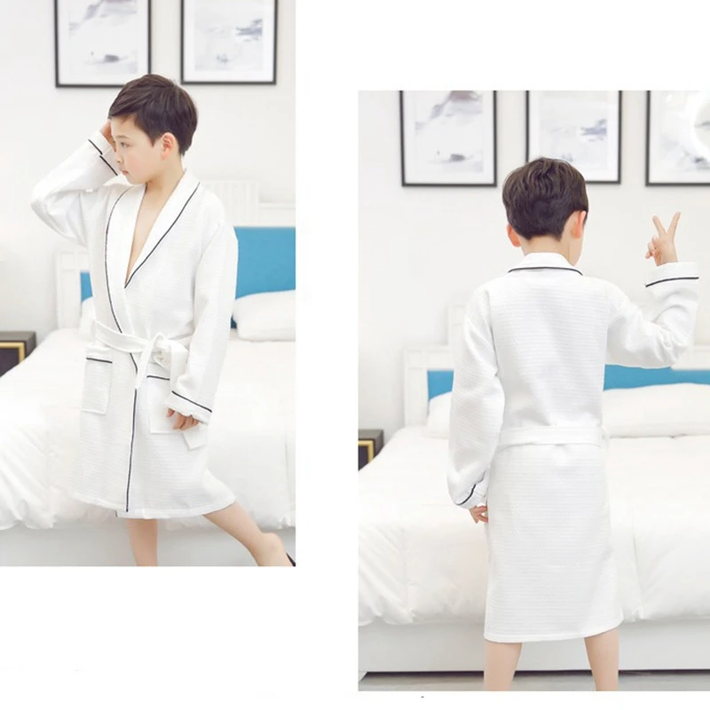 1piece Robes Lace-up Kids Robes Soft Children's Bathrobes Cotton Sleepwears Kids Pajamas Kids Homewear Solid Color Sleepwears