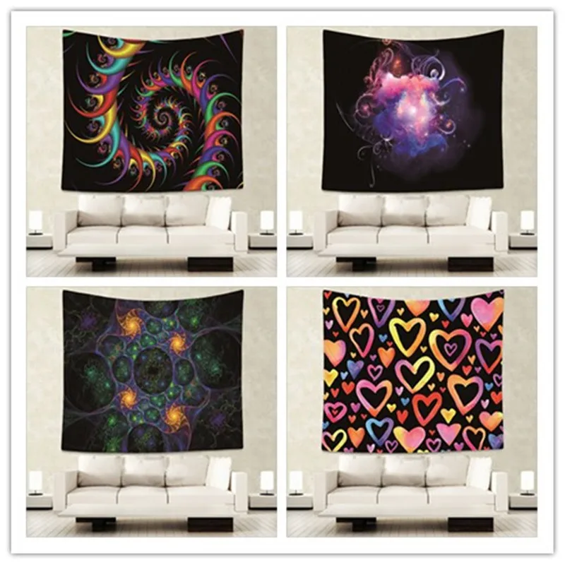 

Indian Mandala Blue Bandanna Flower Psychedelic Polyester Tapestry Wall Hanging Hippie Colored Geometry Home Decor Art