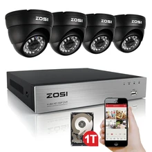 ZOSI CCTV System HD 720P 8CH DVR 4PCS 1.0MP 720P AHD Dome CCTV Camera 8 Channel Video Surveillance Kit 1TB HDD