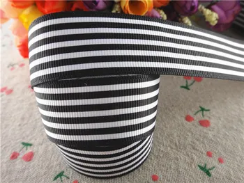 

16100785,new arrival 1'' 25mm 5 yards stripe black and white printed grosgrain ribbons cartoon ribbon handmade hair bows