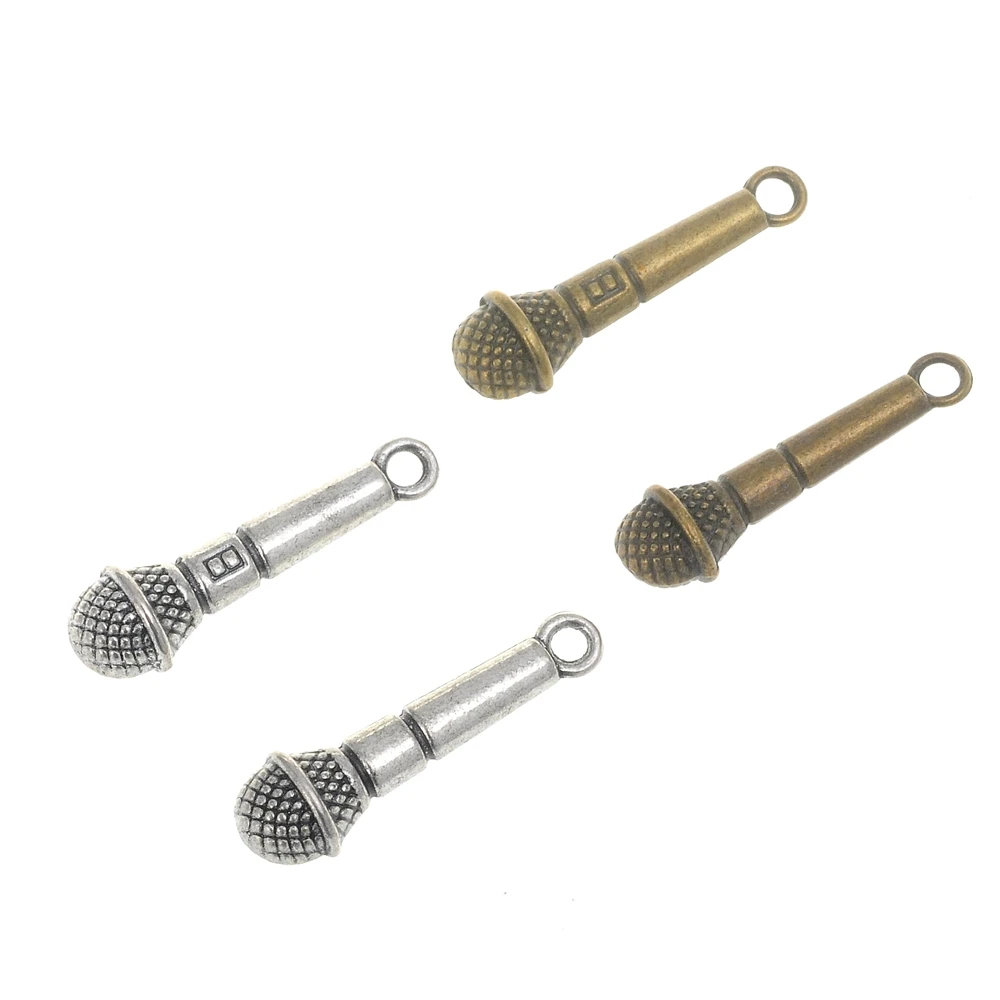 6Pcs Microphone Charms 25*7mm DIY Jewelry Making Pendant Fit Bracelet