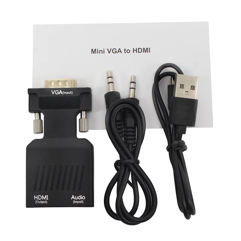 VGA to HDMI Converter 1080 P VGA to HDMI adapter with Video 1080P for PC Laptop HDTV Projector with audio cable