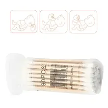 80 шт./упак. безопасности одежда для малышей с двойной головкой ватный тампон одноразовые носа, чистка ушей макияж бутоны наконечник Портативный Инструменты для здоровья