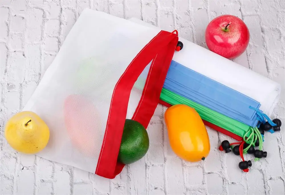 12 шт./лот многоразовые сетки производить сумки моющиеся экологически чистые сумки для продуктовых покупок хранения фрукты овощи игрушечные лошадки разное