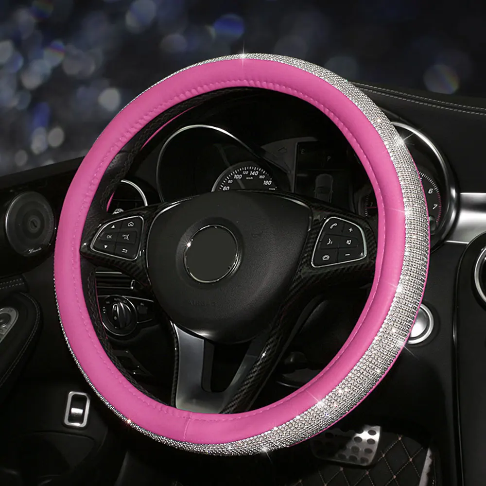 С красивые кристаллы PU Классическая упаковка модные автомобильные аксессуары оплетка универсальное украшение - Название цвета: Pink