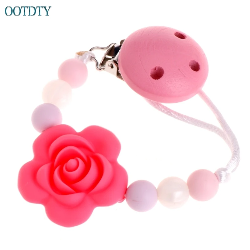 1PC Baby Kids Silicone Chain Clip Holders Flower Pacifier Soother
