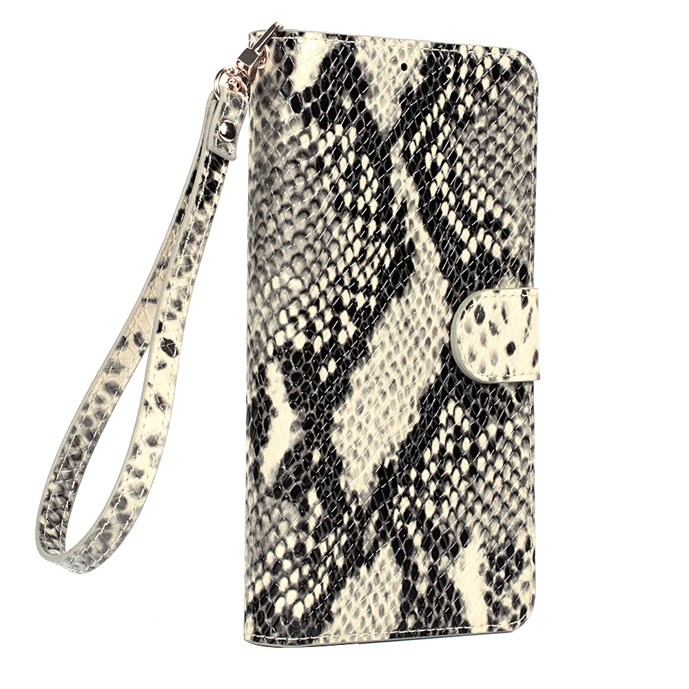 

For iphone 7 case Luxury Snake Skin Genuine Leather Flip Wallet Case For 6.5inch less phone model
