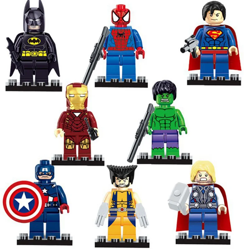 

LEGOINGLYS Figures Super Hero Marvel Captain American Hulk Spider Man Iron Man Building Block mini Bricks for Children Toy gh30