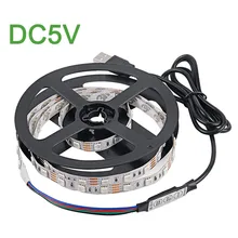 DC5V USB LED Strip Light 5050SMD RGB LED Strip Flexible Light Luz LED Tape Decoration Lamps With 3keys Mini Remote 50CM 1M 2M
