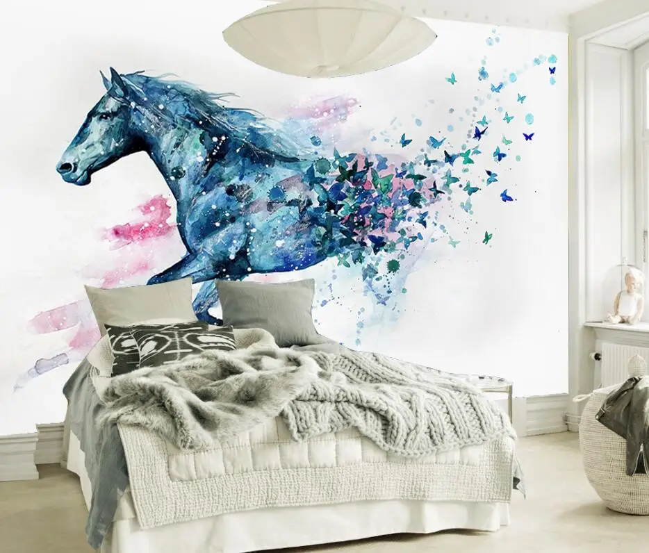 Beibehang обои для стен 3 d ручная роспись акварель лошадь Настенные обои фото 3 d гостиная спальня ТВ обои