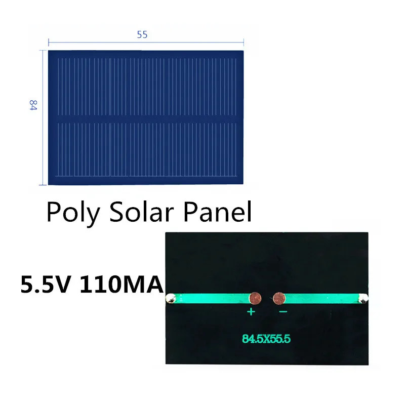 

Mini Polycrystalline Silicon Solar Panel 5.5V 100MA Solar System DIY For Battery Cell Phone Chargers