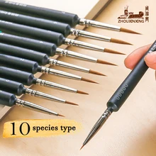 Очень тонкая ручка-Крючок для волос из ласки Акварельная Мягкая Краска маслом для волос ручная роспись 00000 кисточки для гуаши акриловая роспись