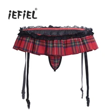 IEFiEL, женское нижнее белье для взрослых, в клетку, с маленькой окантовкой, открытые, с бабочками, стринги с подвязками для носков, ремень, держатель, застежка, подвязка