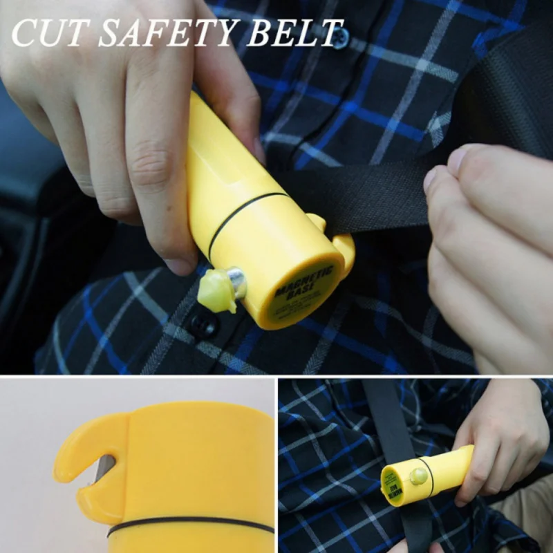 4-in-1 Safety Auto Car Emergency Escape Tool Hammer Seat Belt Cutter Rescue Tool Car Light Flashing Red Beacon LED Flash Light