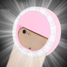 

2016 Mini Phone Camera Lens Protable Round Lens Phone Selfie LED Ring Flash Light 4 Colors For IOS Android iPhone 7 7plus