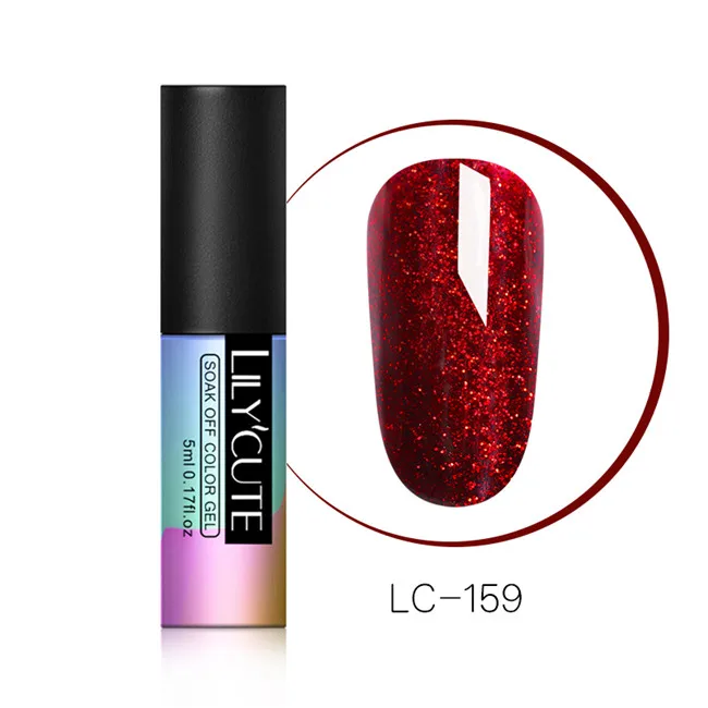 LILYCUTE 1 бутылка 5 мл УФ светодиодный чистый цветной гель для ногтей лак стойкий красный серый кофе замочить от ногтей Гель-лак - Цвет: LC 159