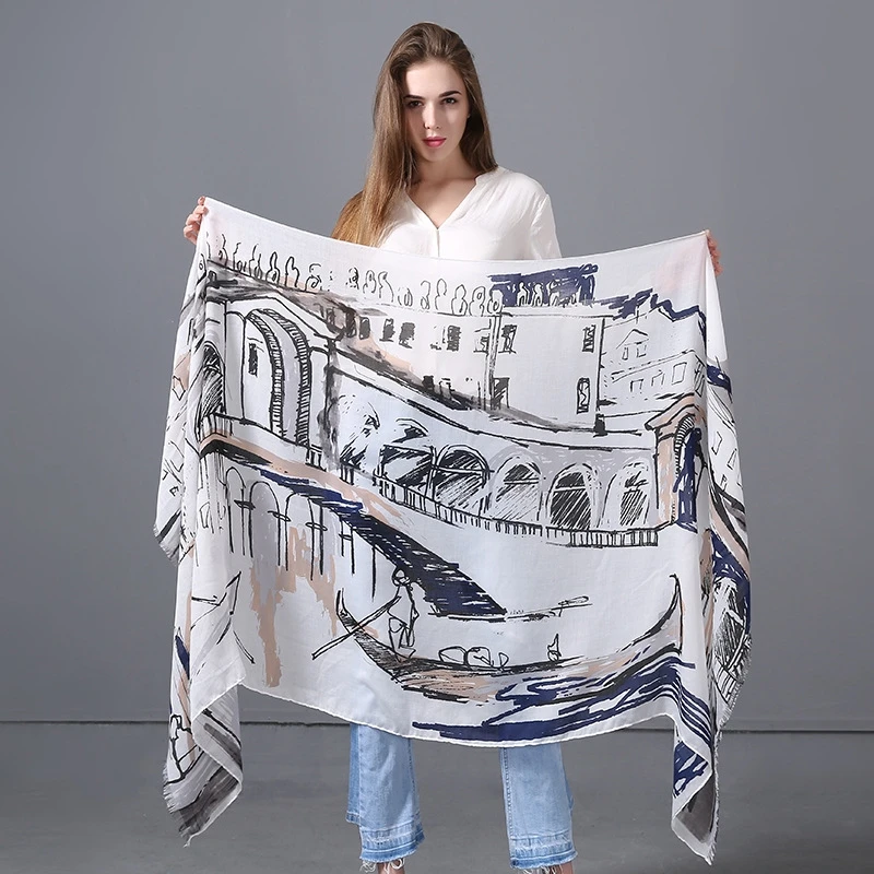 

New Arrivals temperament colorful Sweet sketch scarf silk chiffon scarves wraps summmer 190X90CM