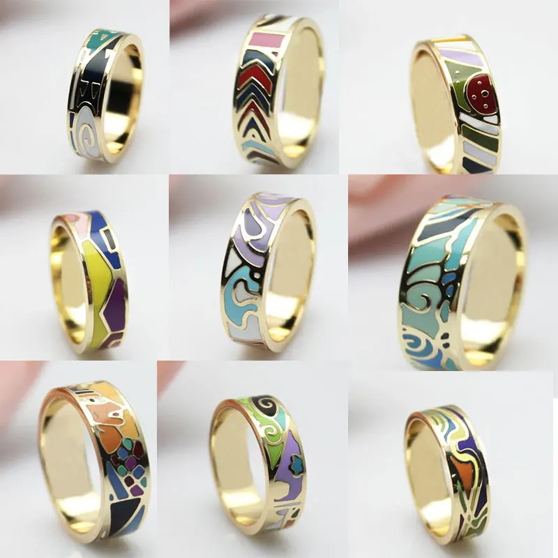 

Big Promotion For 9 Styles Colorful Thin Copper Enamel Jewelry Ring For Girls