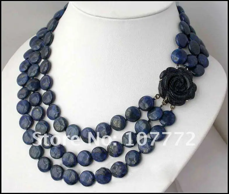 

12 mm coin natural blue lapis lazuli necklace