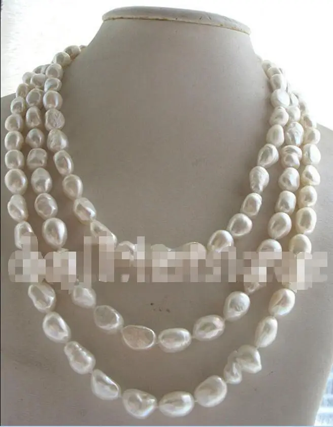 

Free Shipping >>>>>freshwater pearl white baroque necklace 48" nature wholesale beads