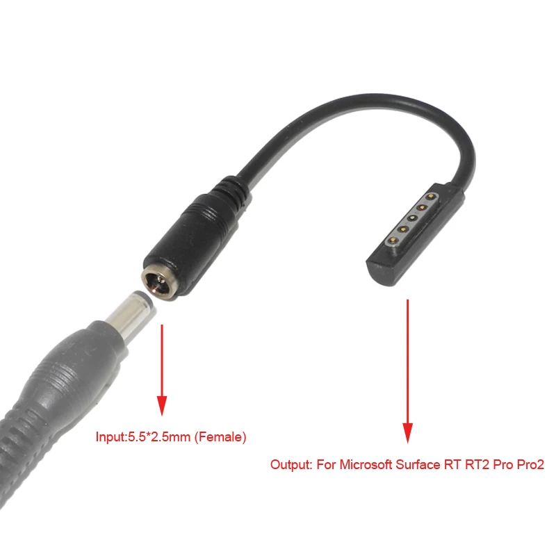 

Dc Power Adapter Charger Connector Plug Converter Cable Cord Laptop Power Jack for Microsoft Surface RT RT 2 Pro Pro2 2 10.6"