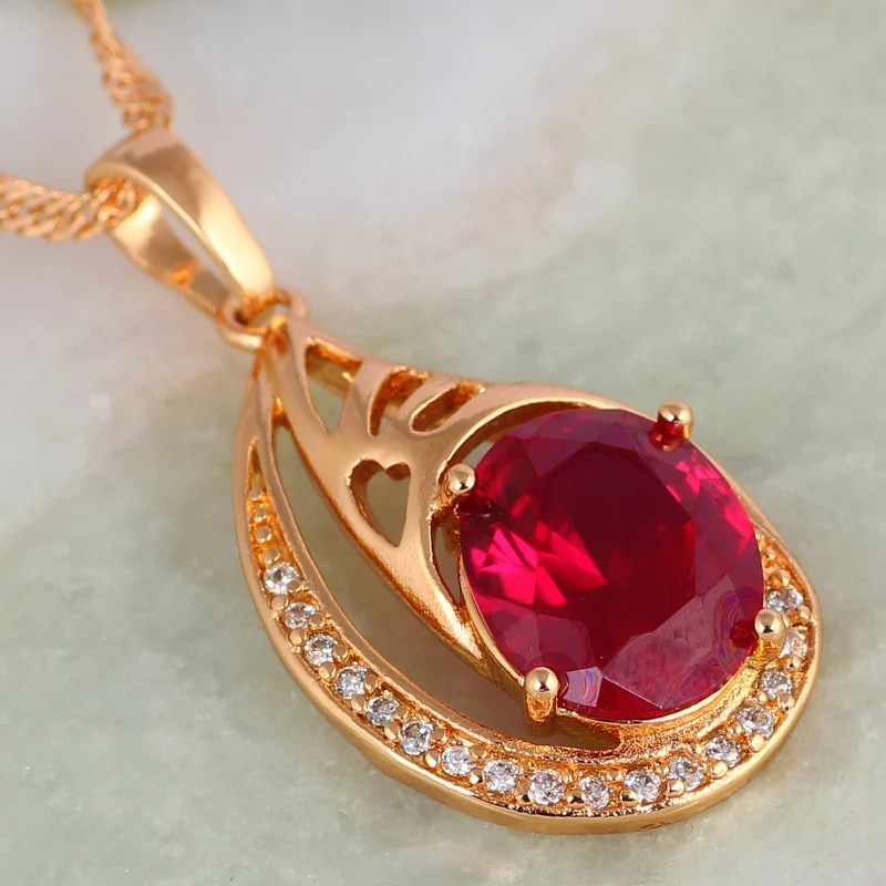 Exquisite Brand designer fashion jewelry Gold Red Cubic Zirconia
