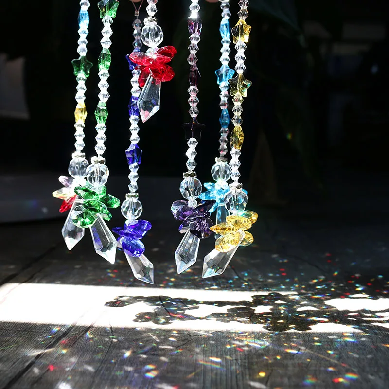 H&D 7pcs Crystal Glass Guardian Angel Window Sun Catchers Rainbow Maker Collection Suncather Gift Home Garden Hanging Decor