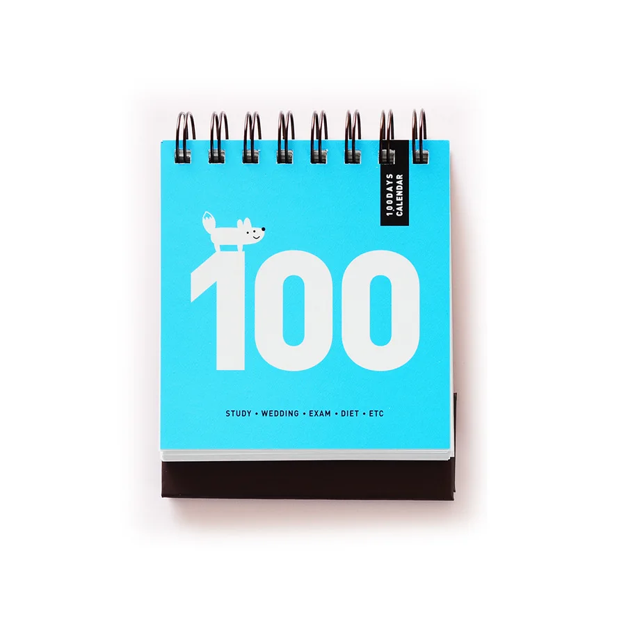 100 день Обратный отсчет календарь ежедневный планировщик стол календарь записная книжка График обучения время от времени школьные принадлежности канцелярские принадлежности - Цвет: Синий