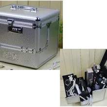 Лидер продаж Профессиональный алюминий сплава органайзер для косметики, чехол для макияжа, Красота косметическая сумка многоуровневый Блокируемая коробка для ювелирных изделий