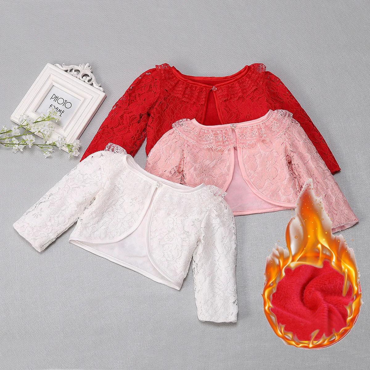 

New Baby Girls Bolero Toddler Long Sleeves Lace Short Jacket Fashion Newborn Girls Coat for Wedding Party