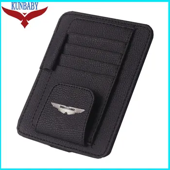

Leather Eye Glasses Card Bill Pen Holder Clip Car Accessory Sun Visor Sunglasses Credit Card Cover For Aston Martin Car Styling